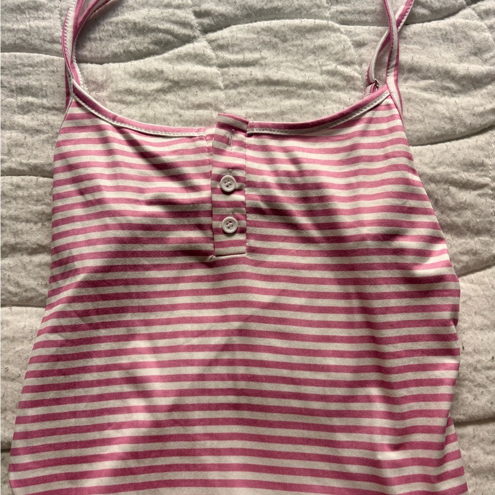 Pink and White Striped Tank Top